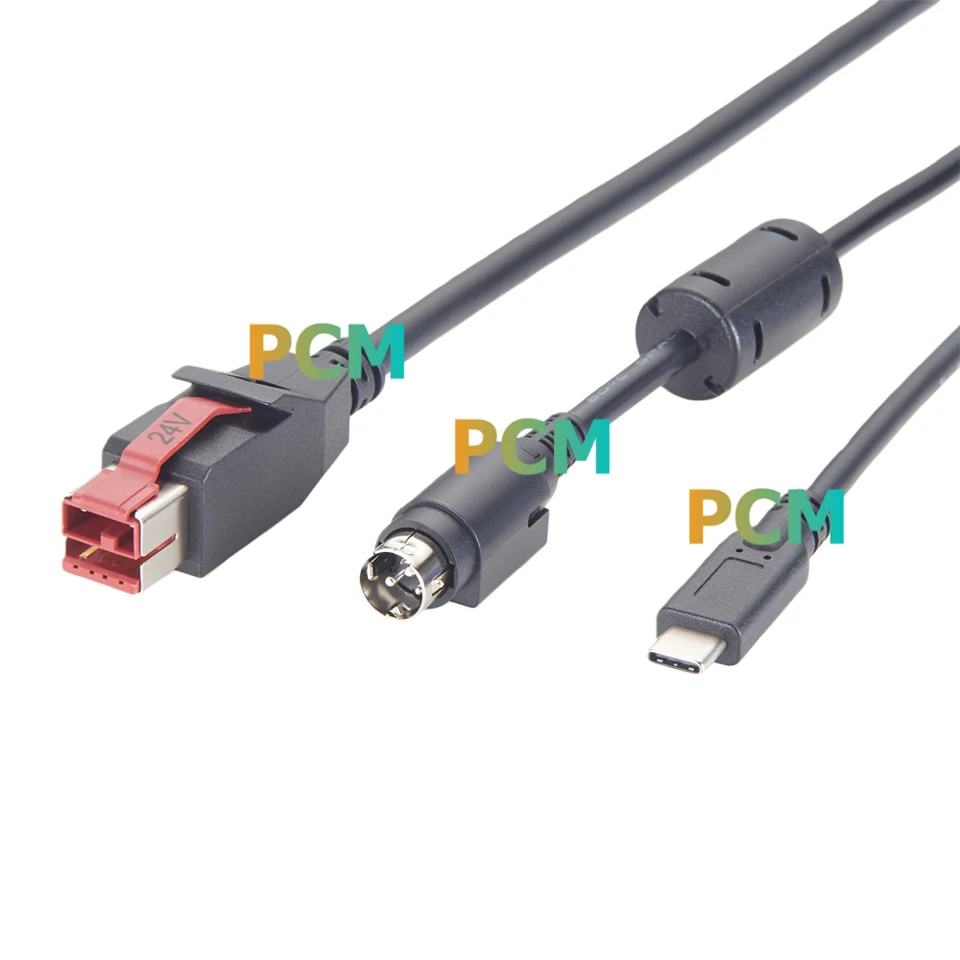 Powered USB To USB-C And Hosiden-M 24V Power Cable