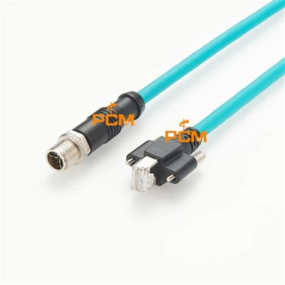 Cable de visió Gige de Code X de cargol RJ45 a M12